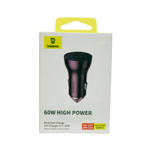 CARREGADOR VEICULAR BASEUS 60W HIGH POWER U+C
