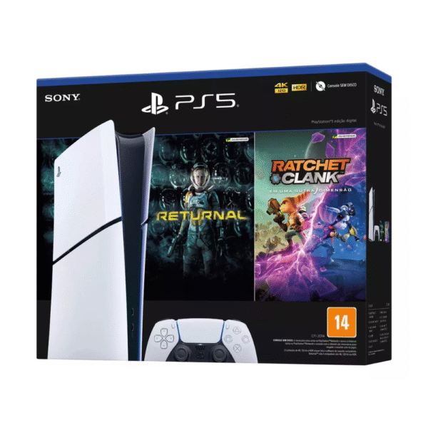 Console Playstation 5 - Digital Slim SSD 1TB Com 2 Jogos + Controle Sem Fio Dualsense Sony